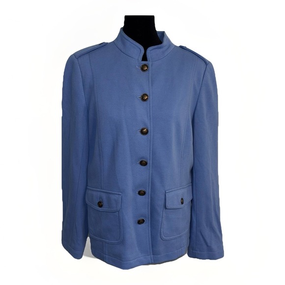 Talbots Military/Band Style Blazer NWT Size 12 Lined Cotton Blend Periwinkle - Picture 1 of 7